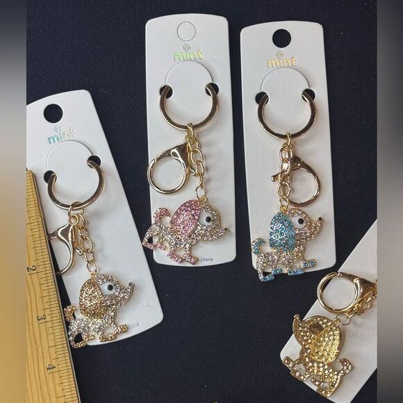 Mint Sparkly Dog Keychain/Purse Charm Pink - Picture 3 of 12